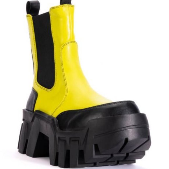 AZALEA WANG " READY FOR THE WORLD " CHUNKY BOOT IN LIME ( BRAND NEW !!! ) - Picture 2 of 6